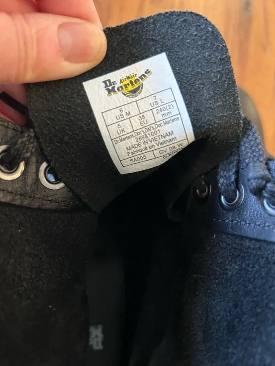 Dr. Martens Black Leather Lace-Up Boots with Yellow Stitching - Picture 8 of 10